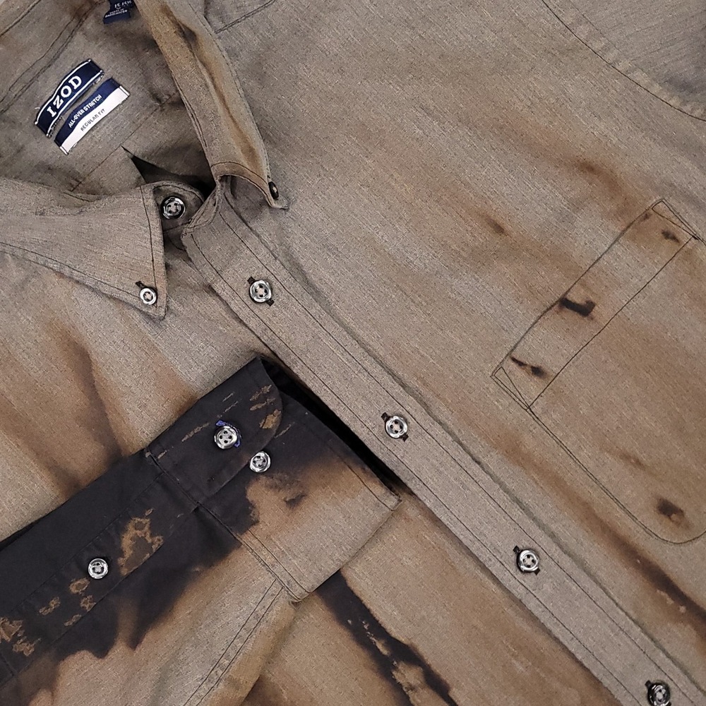 Halloween Shirt Mens Medium Custom Coffee Dyed Stained Distressed Zombie Costume